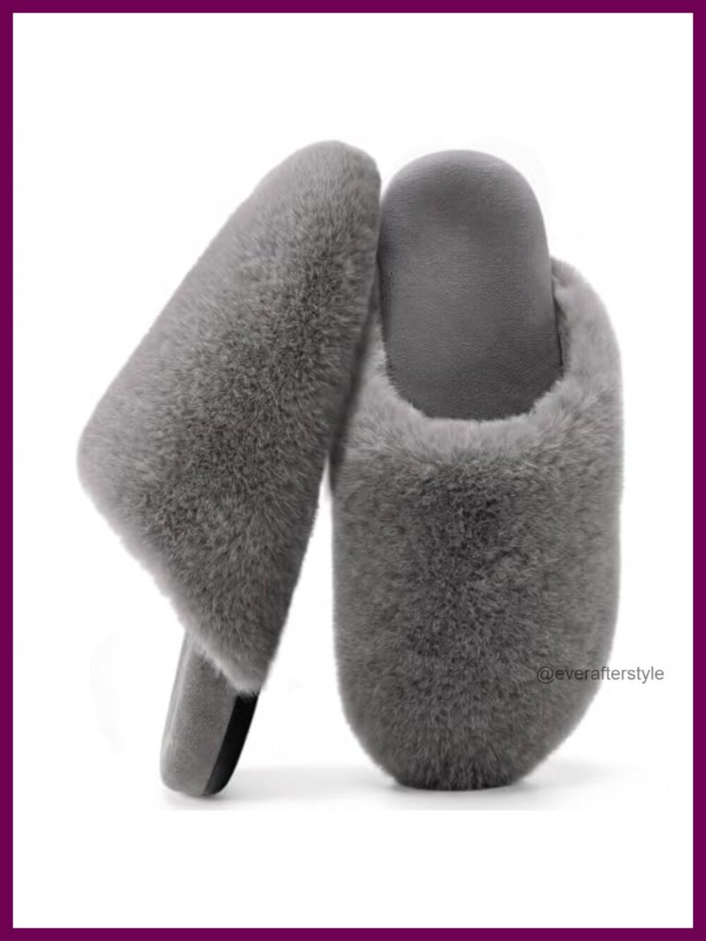 Fuzzy Faux Fur Plush Cushioned Slip On Slippers Warm House Shoes